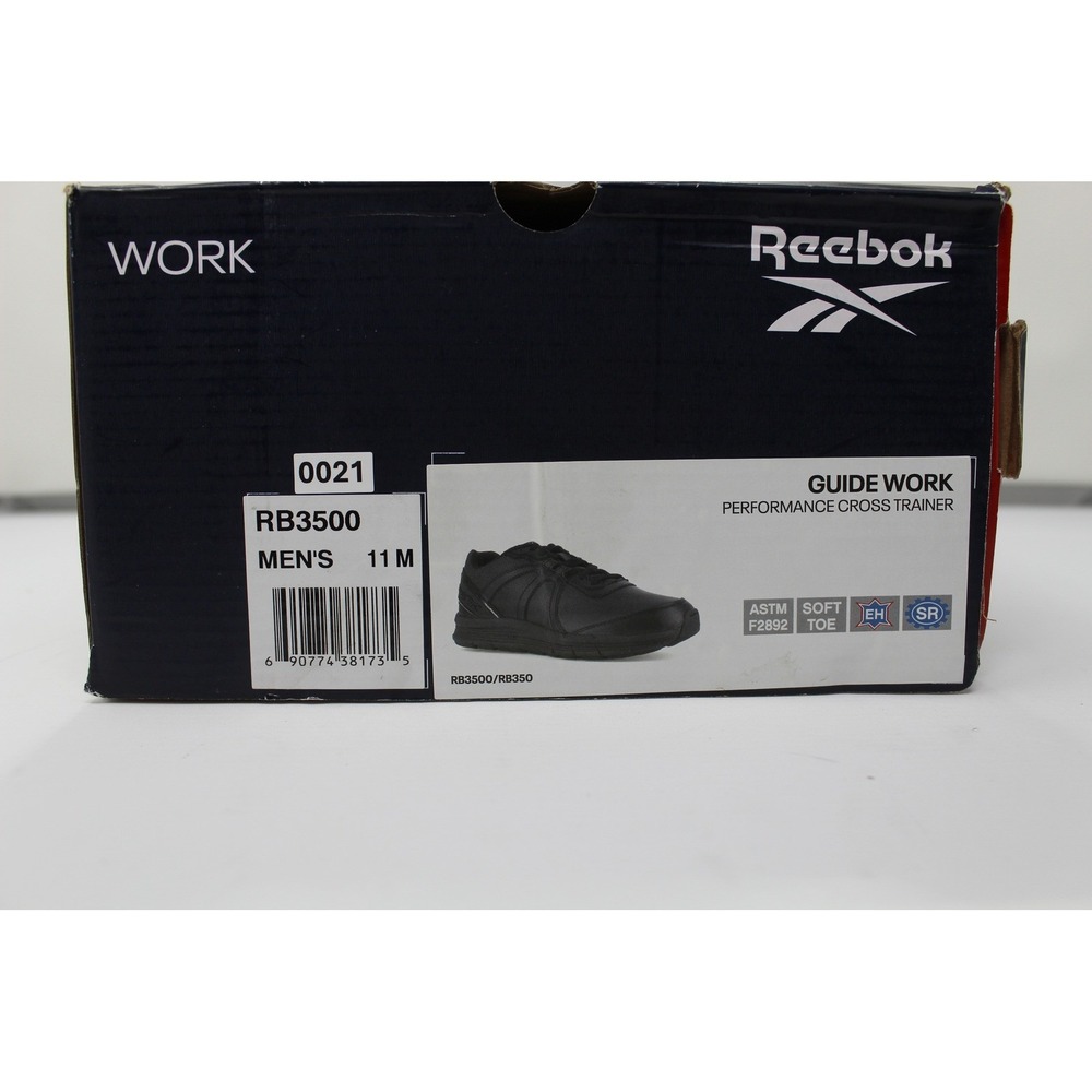Reebok Guide Work Mens Black Leather Cross Trainer Work Shoes RB3500 - Picture 7 of 7